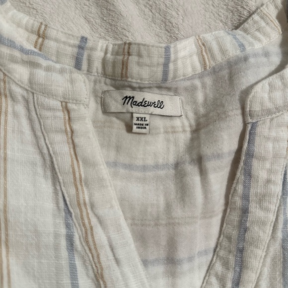Madewell Striped V-Neck Top - Picture 1 of 4